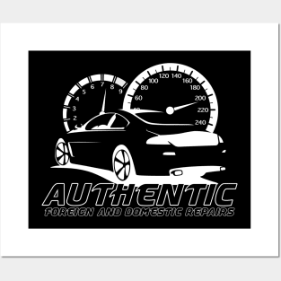 Authentic Auto White Logo Front Posters and Art